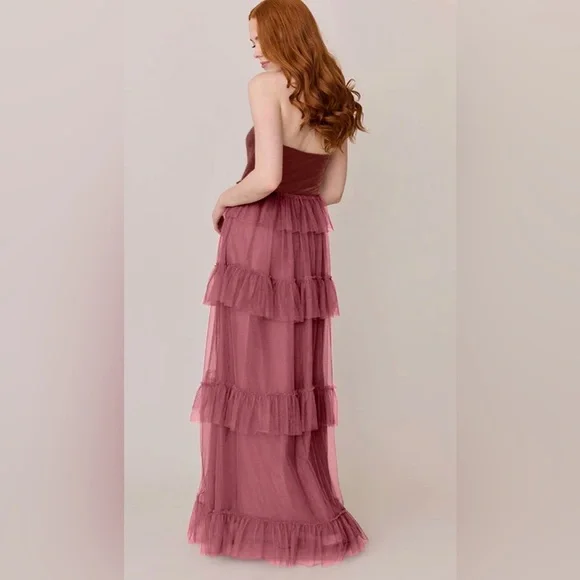 Revelry Frankie Convertible Velvet + Tulle Dress in Dusty Rose / Rosewood - 12 - Picture 9 of 11